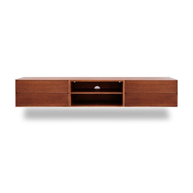 Mueble de TV de 240cm personalizado Nogal Cajones Extraíbles / Sin Puerta / Cajones Extraíbles Colgado a Pared Slowdeco
