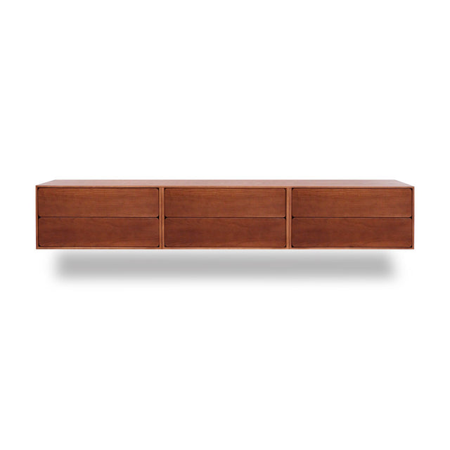 Mueble de TV de 240cm personalizado Nogal Cajones Extraíbles / Cajones Extraíbles / Cajones Extraíbles Colgado a Pared Slowdeco