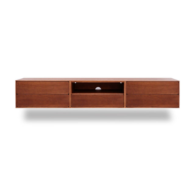 Mueble de TV de 240cm personalizado Nogal Cajones Extraíbles / Cajón Extraible / Cajones Extraíbles Colgado a Pared Slowdeco