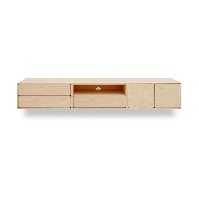 Mueble de TV de 240cm personalizado Natural Nórdico Cajones Extraíbles / Cajón Extraible / Puerta Abatible Colgado a Pared Slowdeco