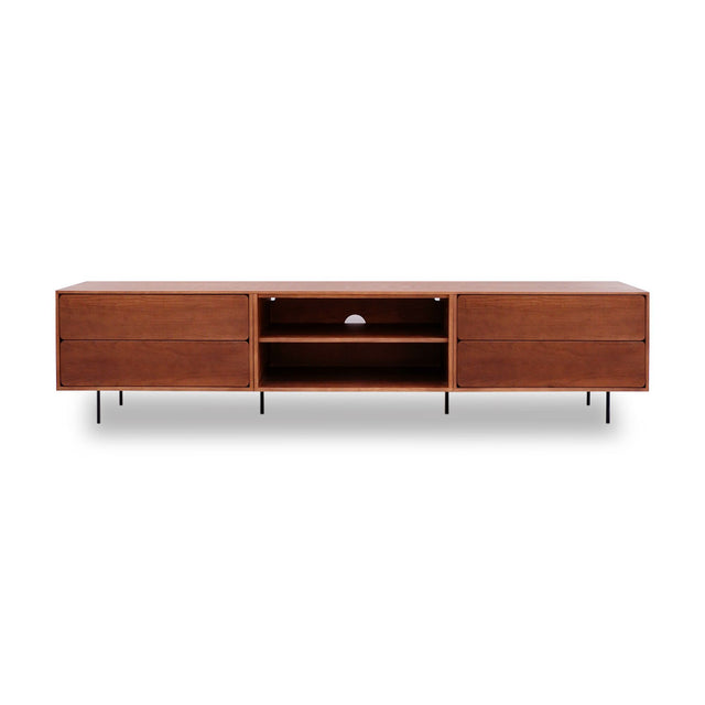 Mueble de TV de 240cm personalizado Nogal Cajones Extraíbles / Sin Puerta / Cajones Extraíbles Apoyado sobre patas de acero Slowdeco