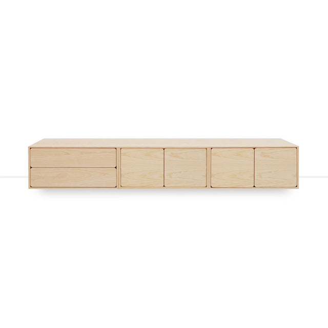 Mueble de TV de 240cm personalizado Natural Nórdico Cajones Extraíbles / Puerta Abatible / Puerta Abatible Apoyado a suelo-con niveladores Slowdeco