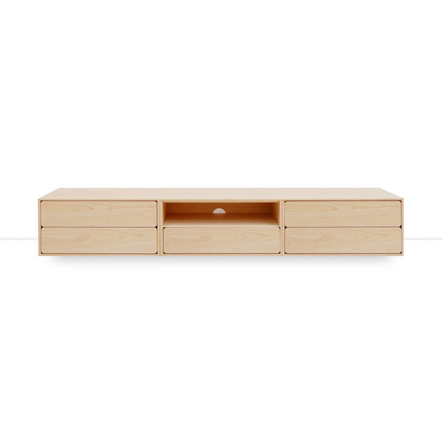 Mueble de TV de 240cm personalizado Natural Nórdico Cajones Extraíbles / Cajón Extraible / Cajones Extraíbles Apoyado a suelo-con niveladores Slowdeco