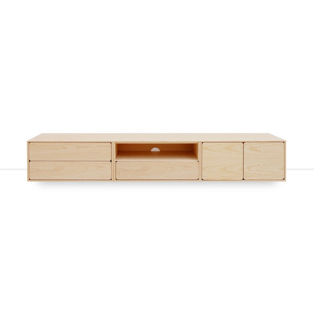 Mueble de TV de 240cm personalizado Natural Nórdico Cajones Extraíbles / Cajón Extraible / Puerta Abatible Apoyado a suelo-con niveladores Slowdeco