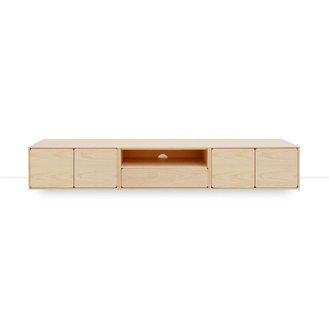 Mueble de TV de 240cm personalizado Natural Nórdico Puerta Abatible / Cajón Extraible / Puerta Abatible Apoyado a suelo-con niveladores Slowdeco