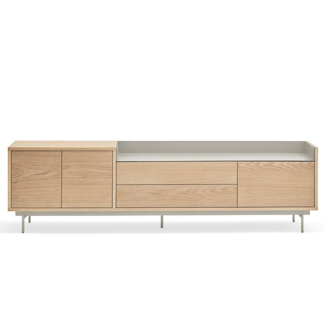 Mueble TV Valley 180 Roble - Nogal (Copia) con roble natural, nogal en ambiente de estilo nórdico