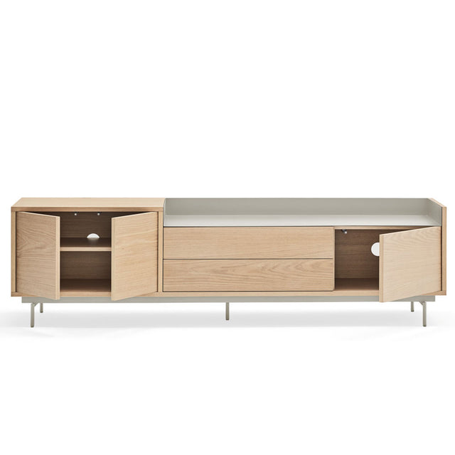 Mueble TV Valley 180 Roble - Nogal (Copia) con roble natural, nogal en ambiente de estilo nórdico