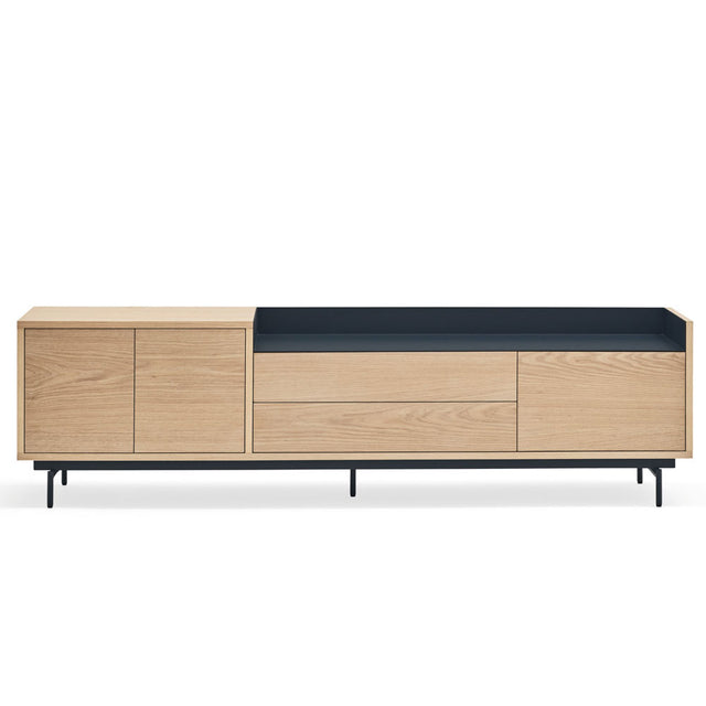 Mueble TV Valley 180 Roble - Nogal (Copia) con roble natural, nogal en ambiente de estilo nórdico