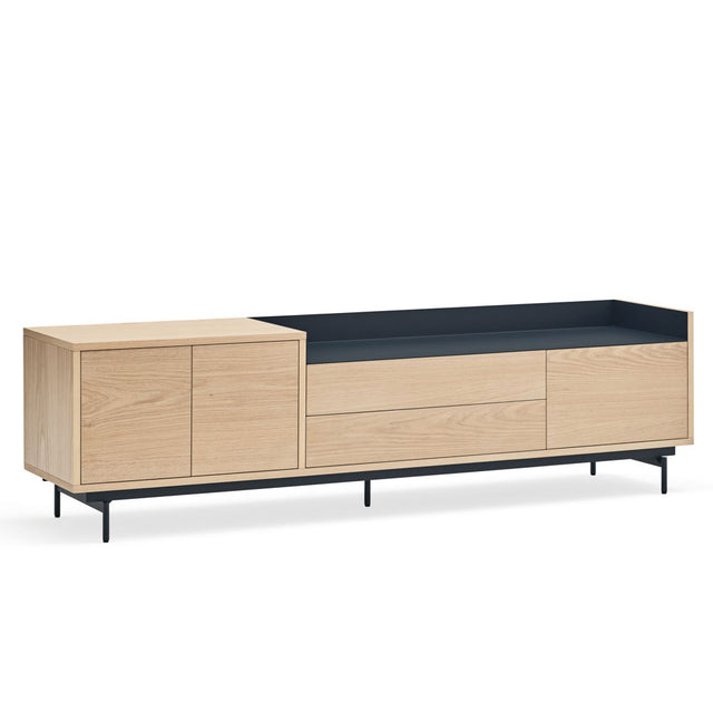 Mueble TV Valley 180 Roble - Nogal (Copia) con roble natural, nogal en ambiente de estilo nórdico