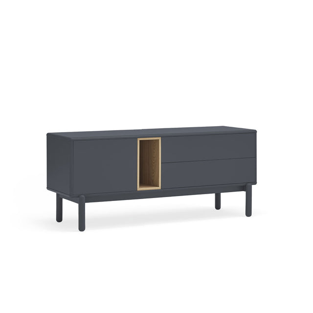 Mueble TV Corvo 140 Gris Antracita con acabado gris en ambiente de estilo nórdico