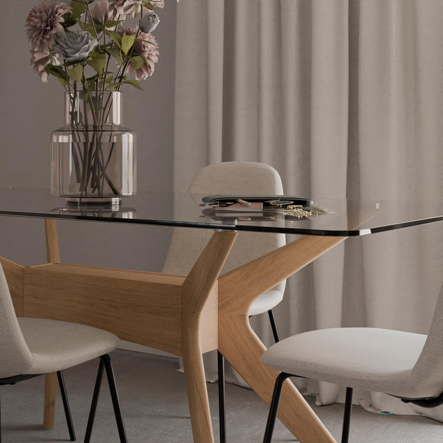 Mesa de Comedor Della Roble y Vidrio | vista lateral | Somcasa Vlc | 00MS208944 | imagen 4