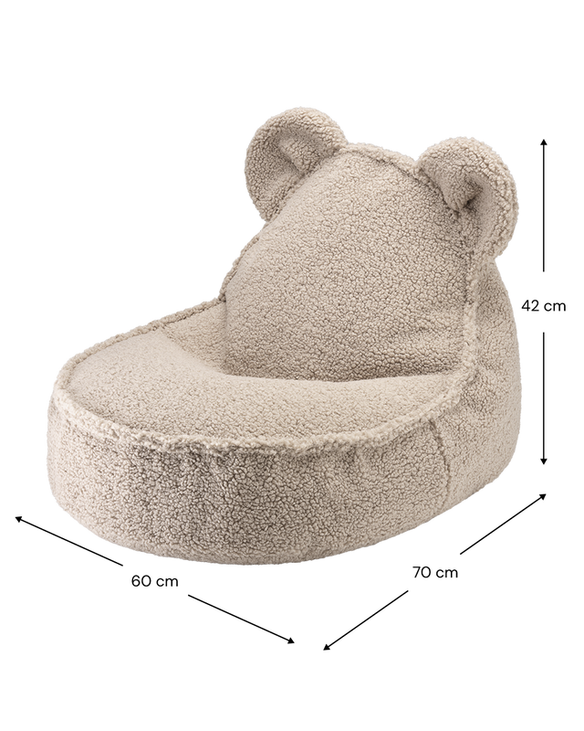 Mueble Puf Infantil Osito de Borreguillo Crema con acabado beige, acabado crema en ambiente de estilo nórdico