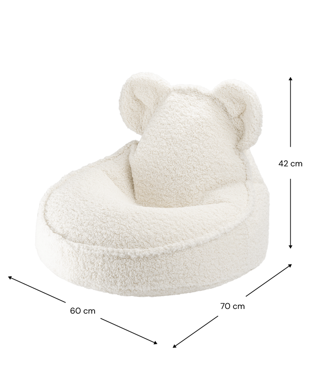 Mueble Puf Infantil Osito de Borreguillo Crema con acabado crema en ambiente de estilo nórdico