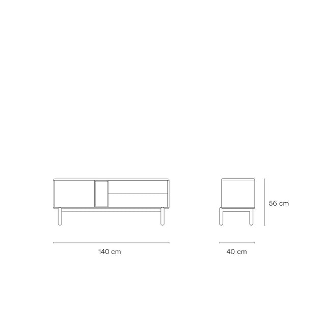 Mueble TV Corvo 140 Gris Antracita con acabado gris en ambiente de estilo nórdico