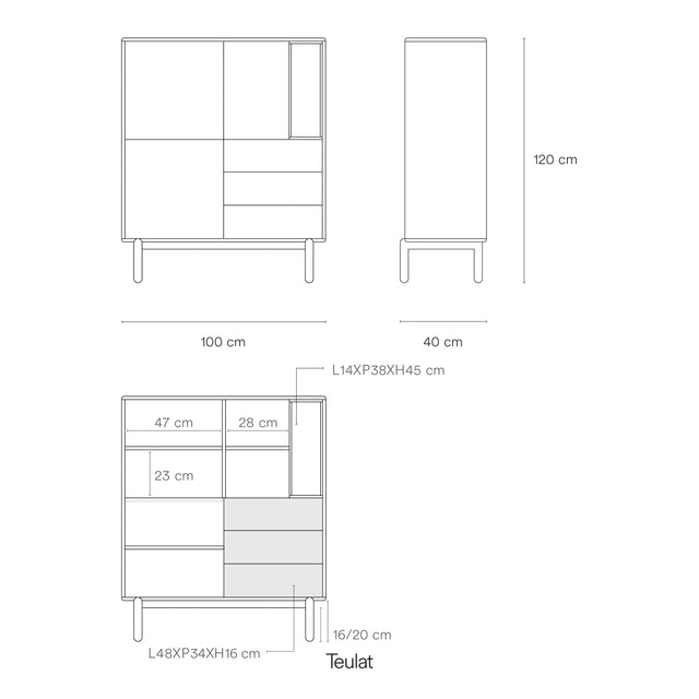 Mueble Auxiliar Corvo 100 Gris Antracita