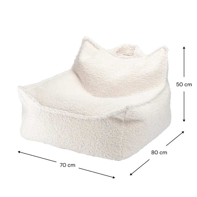 Silla Set Puf Infantil Silla + Cuadrado de Borreguillo Blanco Crema con acabado blanco, acabado crema en ambiente de estilo nórdico