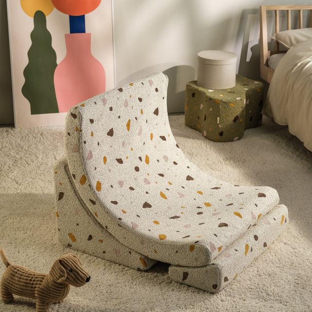 Sillón infantil tejido terrazo Luna con tejido en ambiente de estilo nórdico