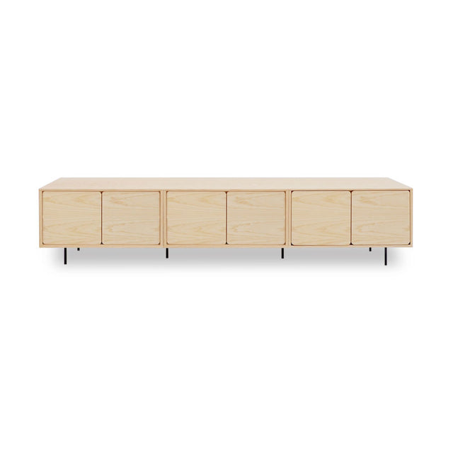 Mueble de TV de 240cm personalizado Natural Nórdico Puerta Abatible / Puerta Abatible / Puerta Abatible Apoyado sobre patas de acero Slowdeco