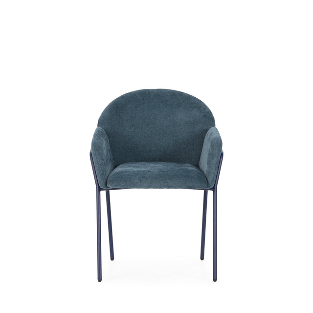 Silla de Comedor Tapizada Aslin Azul, vista lateral
