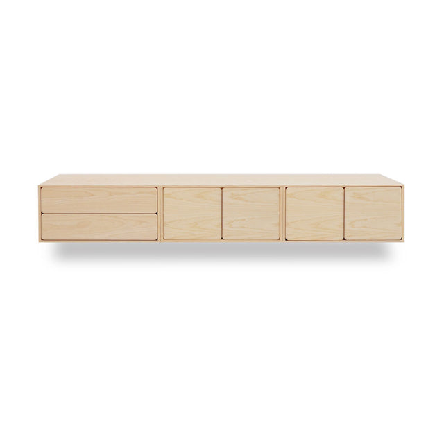 Mueble de TV de 240cm personalizado Natural Nórdico Cajones Extraíbles / Puerta Abatible / Puerta Abatible Colgado a Pared Slowdeco