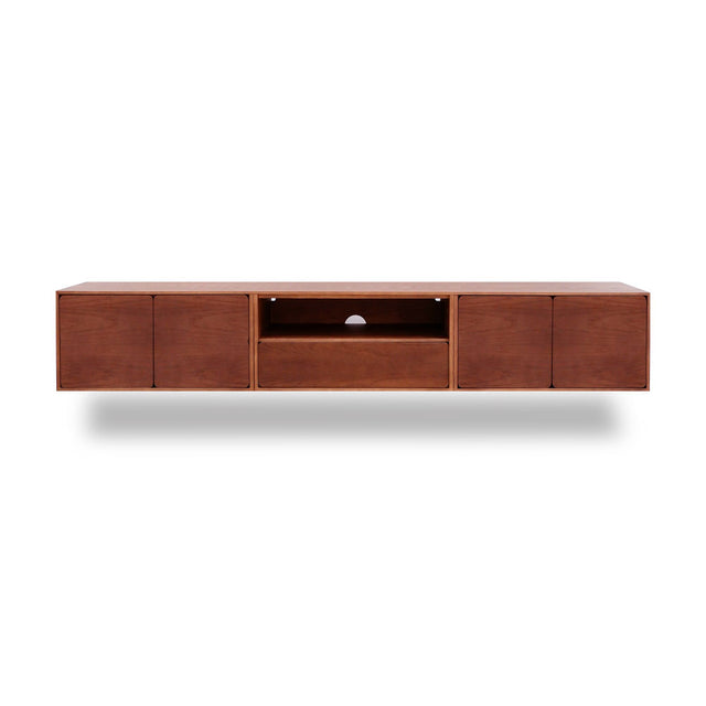 Mueble de TV de 240cm personalizado Nogal Puerta Abatible / Cajón Extraible / Puerta Abatible Colgado a Pared Slowdeco