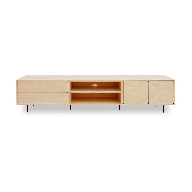 Mueble de TV de 240cm personalizado Natural Nórdico Cajones Extraíbles / Sin Puerta / Puerta Abatible Apoyado sobre patas de acero Slowdeco