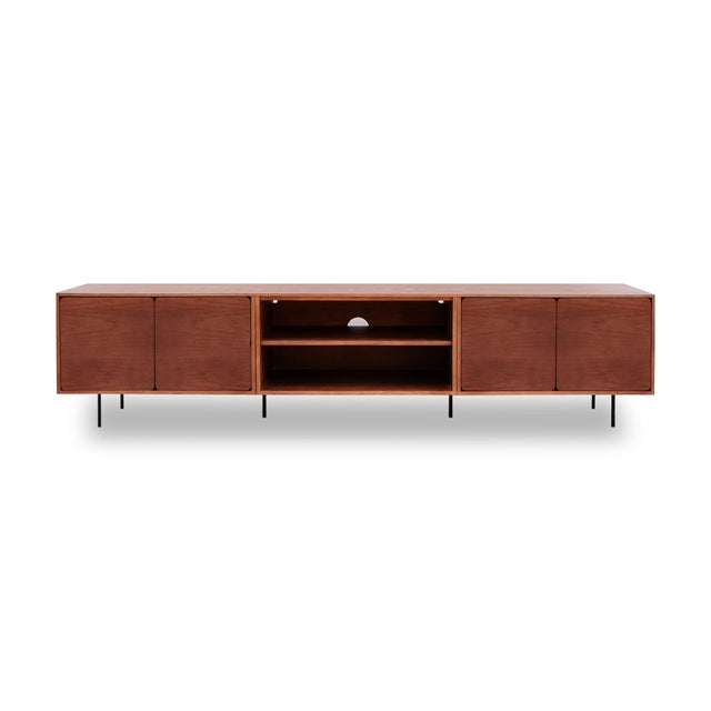 Mueble de TV de 240cm personalizado Nogal Puerta Abatible / Sin Puerta / Puerta Abatible Apoyado sobre patas de acero Slowdeco