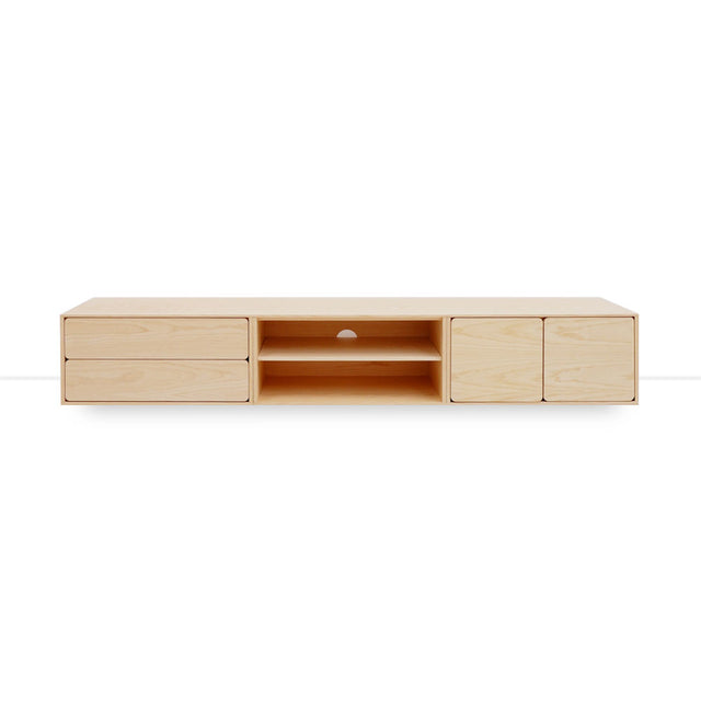 Mueble de TV de 240cm personalizado Natural Nórdico Cajones Extraíbles / Sin Puerta / Puerta Abatible Apoyado a suelo-con niveladores Slowdeco