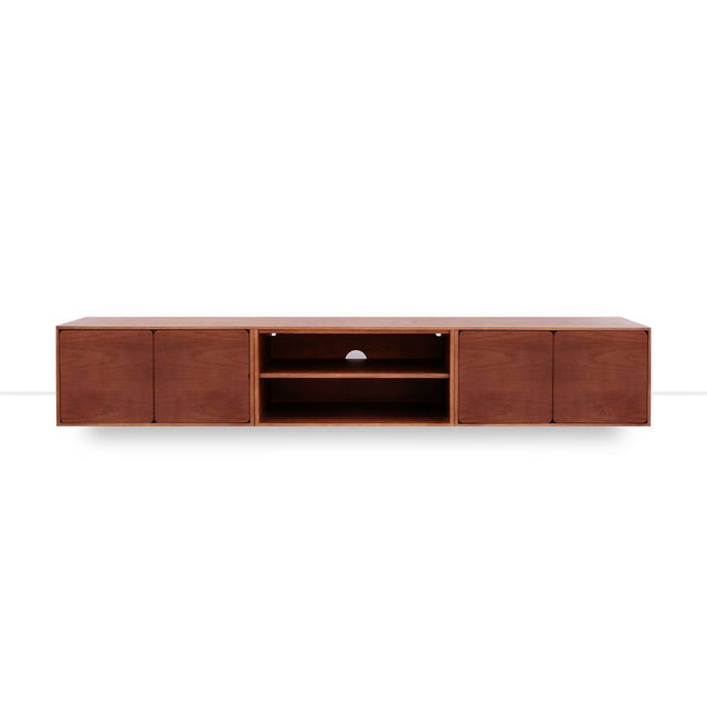 Mueble de TV de 240cm personalizado Nogal Puerta Abatible / Sin Puerta / Puerta Abatible Apoyado a suelo-con niveladores Slowdeco